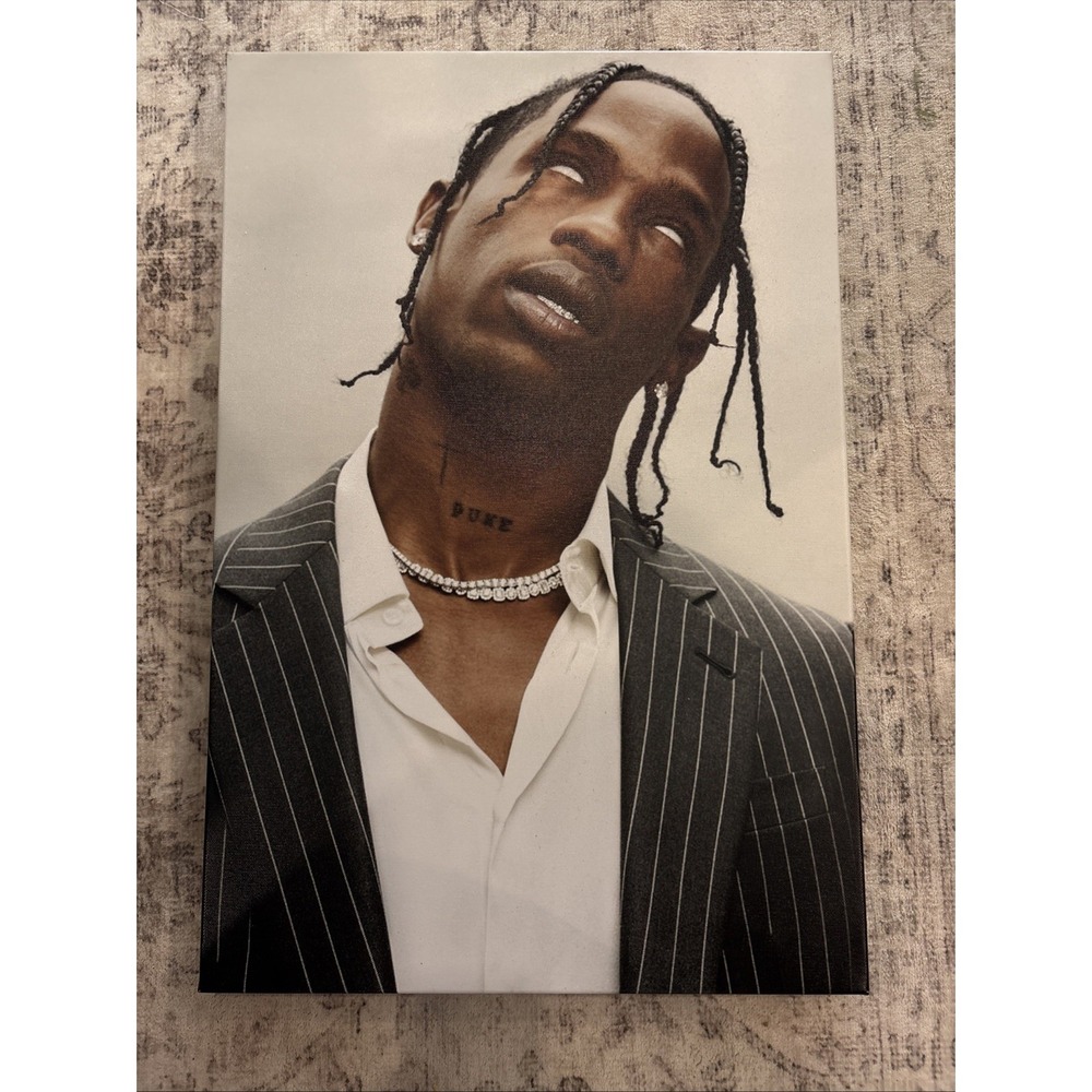 Rap Icon Travis Scott Canvas Wall Art Wood Frame 16" Wide 23.75" Length